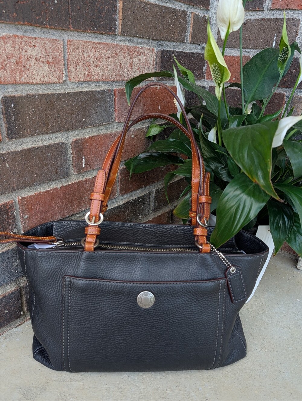 🖤 Vintage Y2K Coach Chelsea 8E97 Pebbled Leather Shoulder Satchel Bag, Black